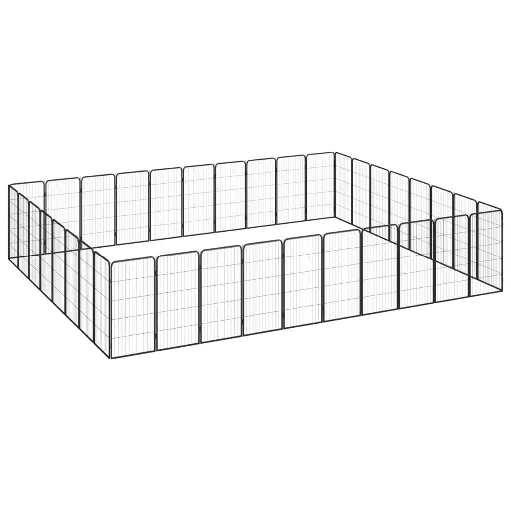 Dog Playpen 4 Panels Black 19.7&quot;X39.4&quot; Powder-Coated Steel