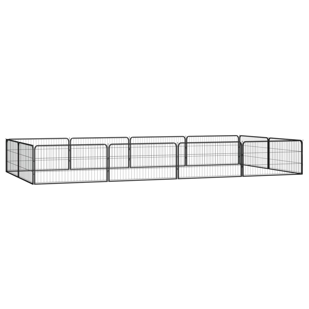 Dog Playpen 4 Panels Black 39.4&quot;X19.7&quot; Powder-Coated Steel