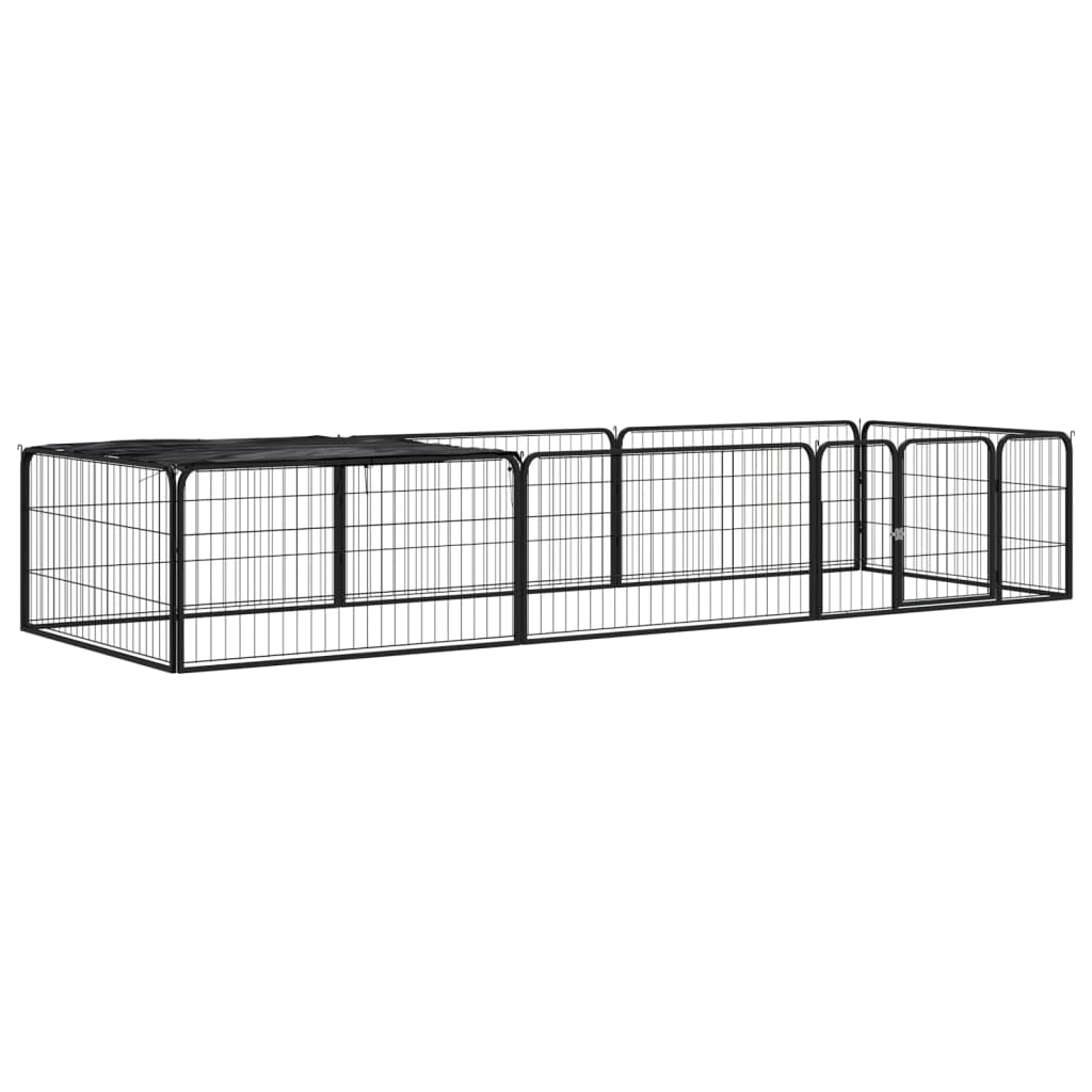 Dog Playpen 4 Panels Black 39.4&quot;X19.7&quot; Powder-Coated Steel