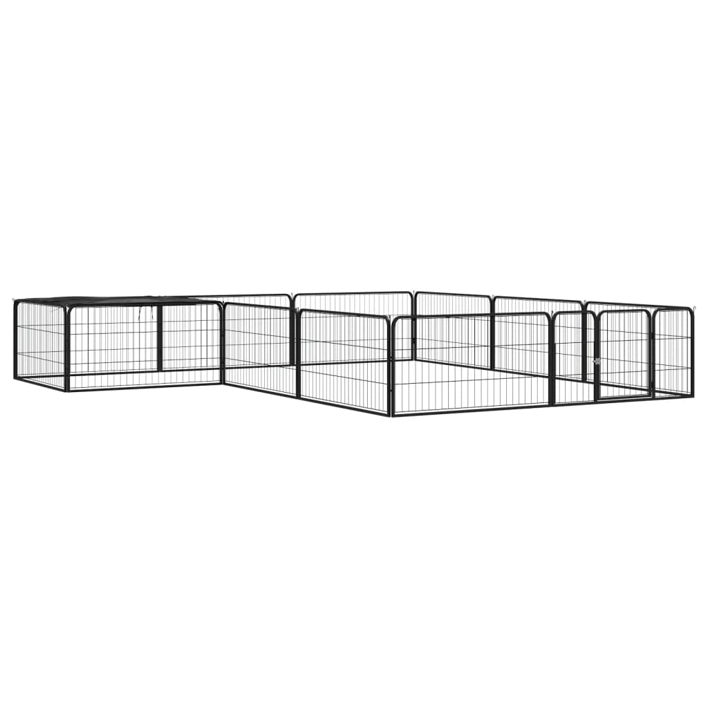 Dog Playpen 4 Panels Black 39.4&quot;X19.7&quot; Powder-Coated Steel