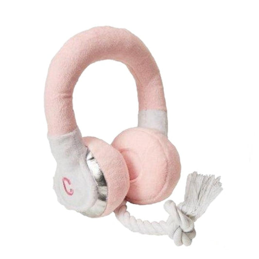 Cosmo Furbabies Squeaky Plush Rope & Crinkle Headphones Dog Toys - Pink & Blue