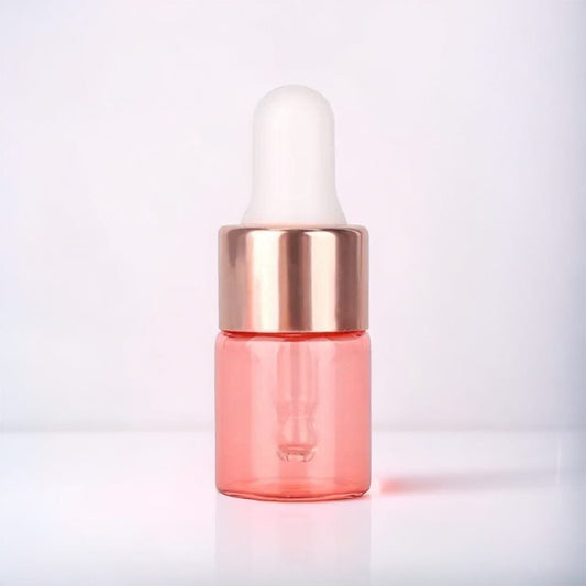2 ml Pink Glass Vials w/ Rose Gold Dropper (Pack of 5)