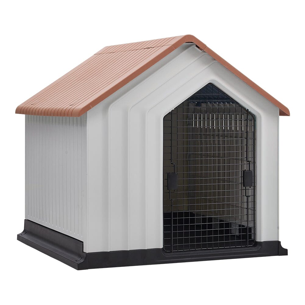 Waterproof Plastic Dog House Pet Kennel with Door Dog Houses Living and Home Small Orange+White