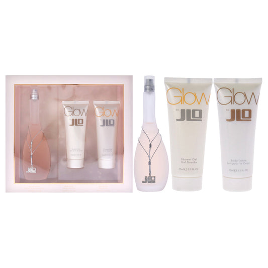 Glow by Jennifer Lopez for Women 3 pc Gift Set 3.3oz EDT Spray, 2.5oz Body Lotion, 2.5oz Shower Gel