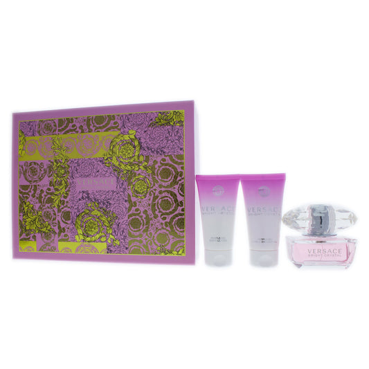 Versace Bright Crystal by Versace for Women 3 Pc Gift Set 1.7oz EDT Spray, 1.7oz Perfumed Bath and Shower Gel, 1.7oz Body Lotion