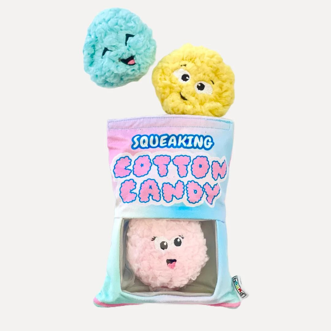 Outward Hound Cotton Candy Crinkly Puzzle Snack Bag Squeaky Plush Hide & Seek Dog Toy