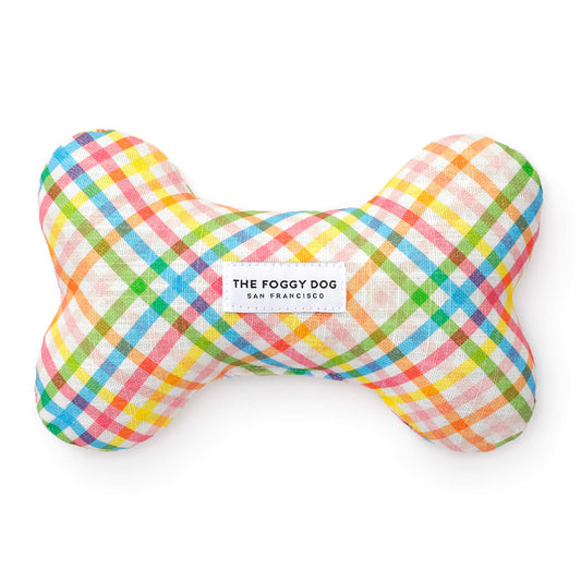 Rainbow Gingham Dog Squeaky Toy