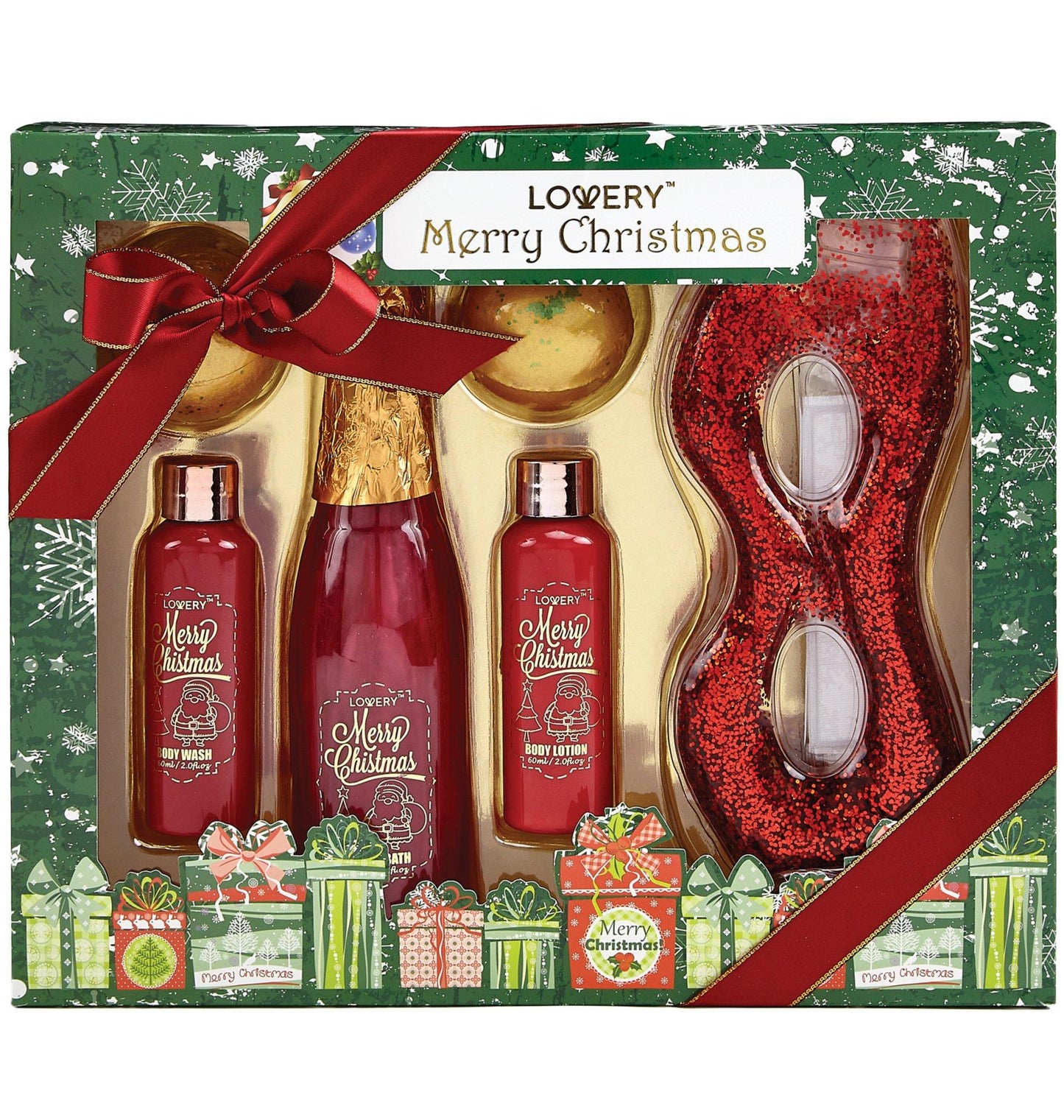 Red Rose and Jasmine Christmas Gift - 9Pc Bath and Body Care Set
