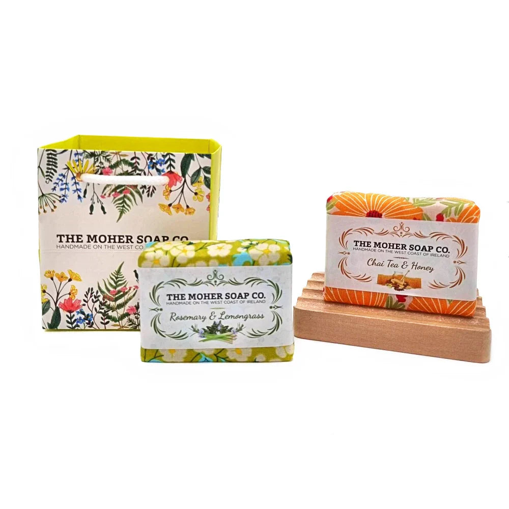 Moher Soap Co Soap Dish Duo Rosemary & Lemongrass and Chai Tea & Honey Gift Set