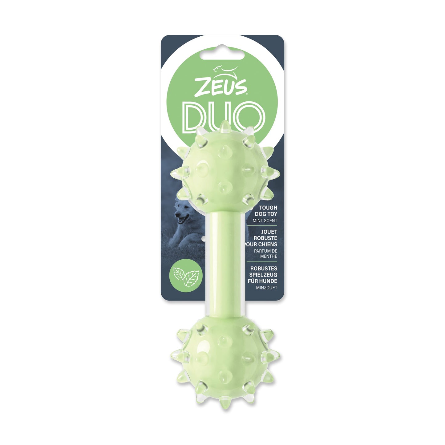 Zeus Duo Dog Toy Spike Dumbbell Mint Scent Green