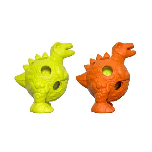 Dino Rubber Toy 2PK Citron/Orange