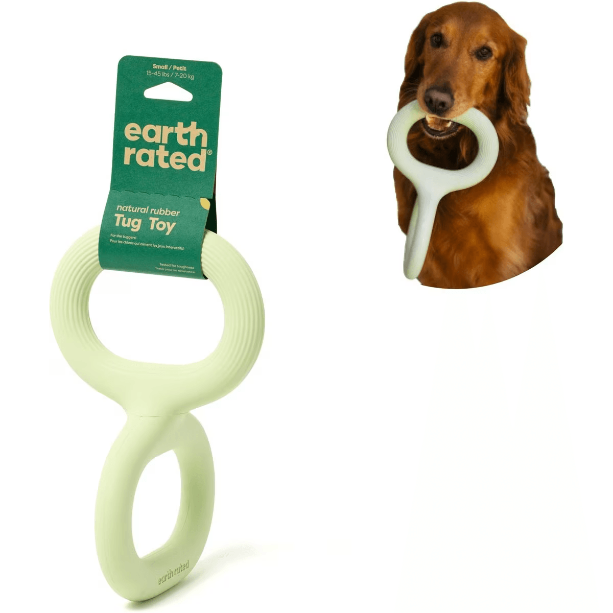 Earth Rated Green Rubber Tug Toy