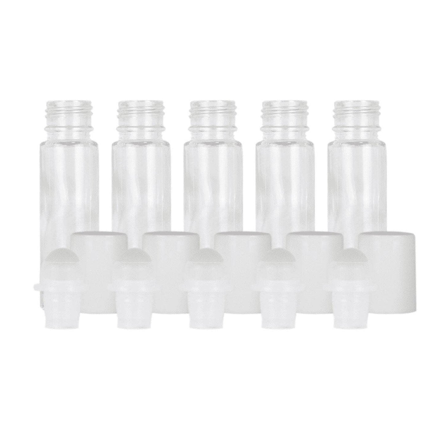 10 ml Clear Glass Roller Bottles (Pack of 5) Glass Roller Bottles Your Oil Tools White Glass