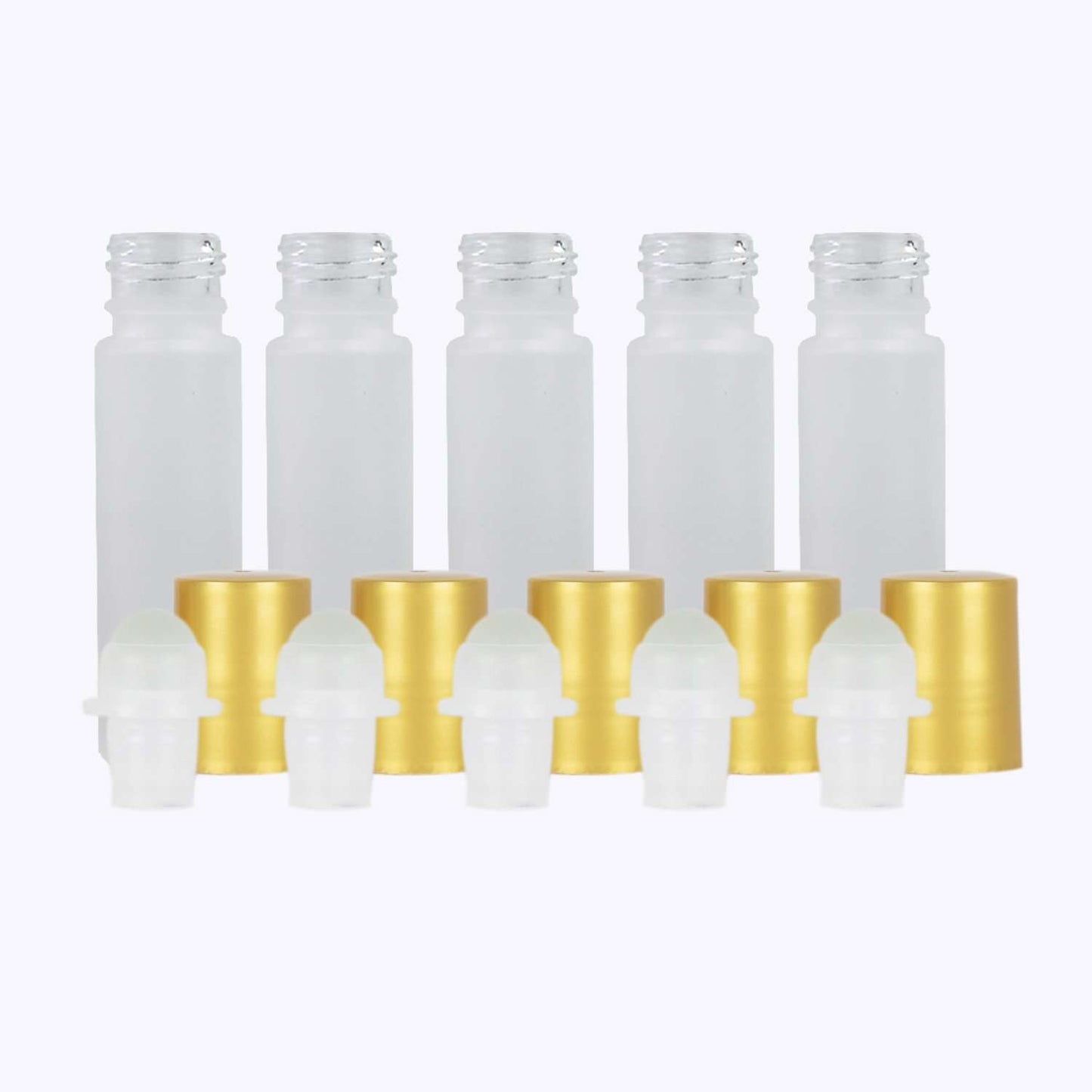 10 ml White Frosted Glass Roller Bottle (Pack of 5) Glass Roller Bottles Your Oil Tools Gold Plastic