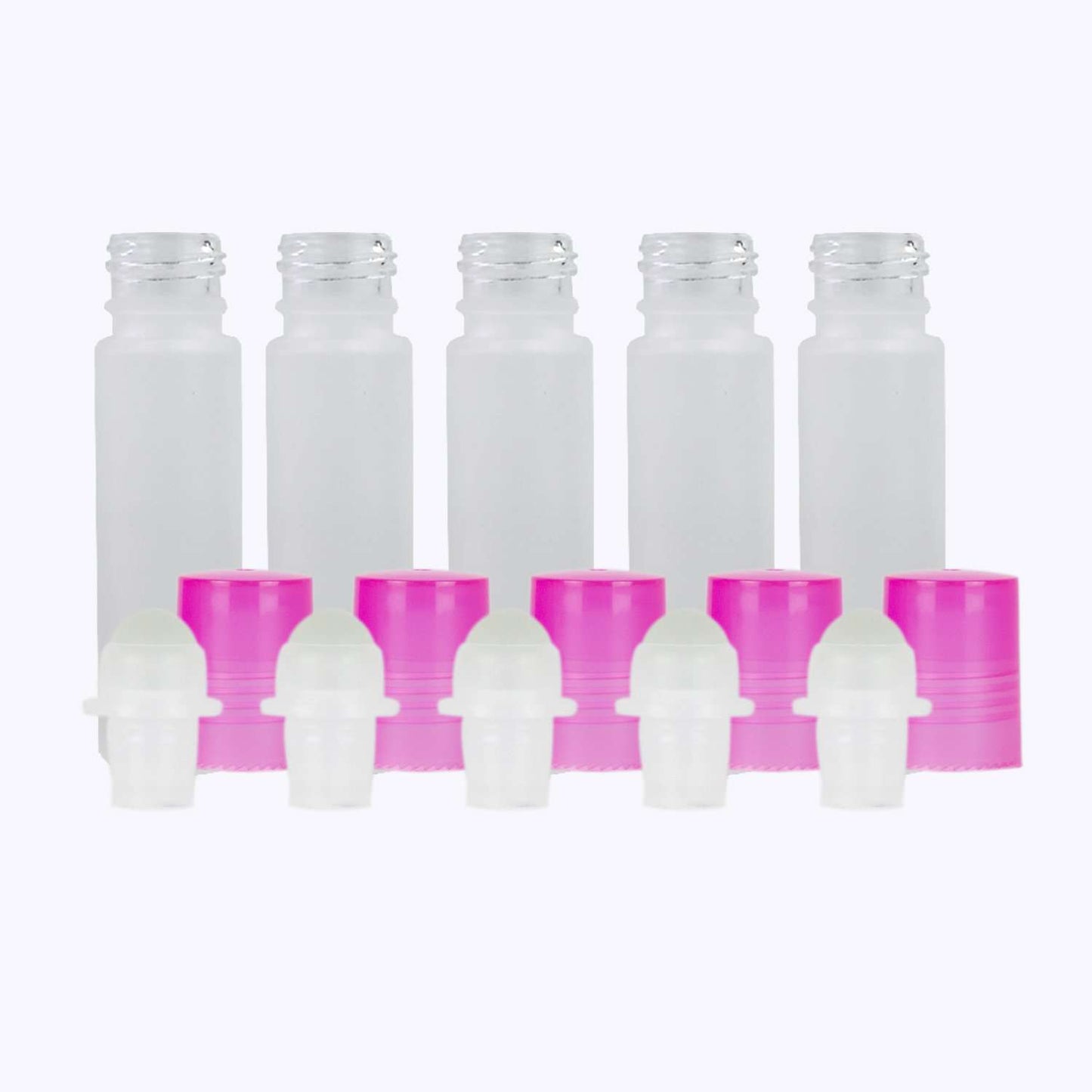 10 ml White Frosted Glass Roller Bottle (Pack of 5) Glass Roller Bottles Your Oil Tools Pink Glass