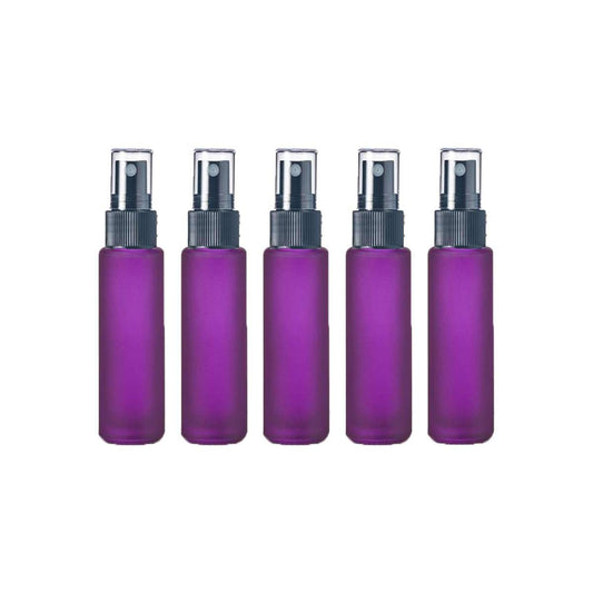 10 ml Purple Frosted Glass Vial w/ Black Fine Mist Tops (Pack of 5)