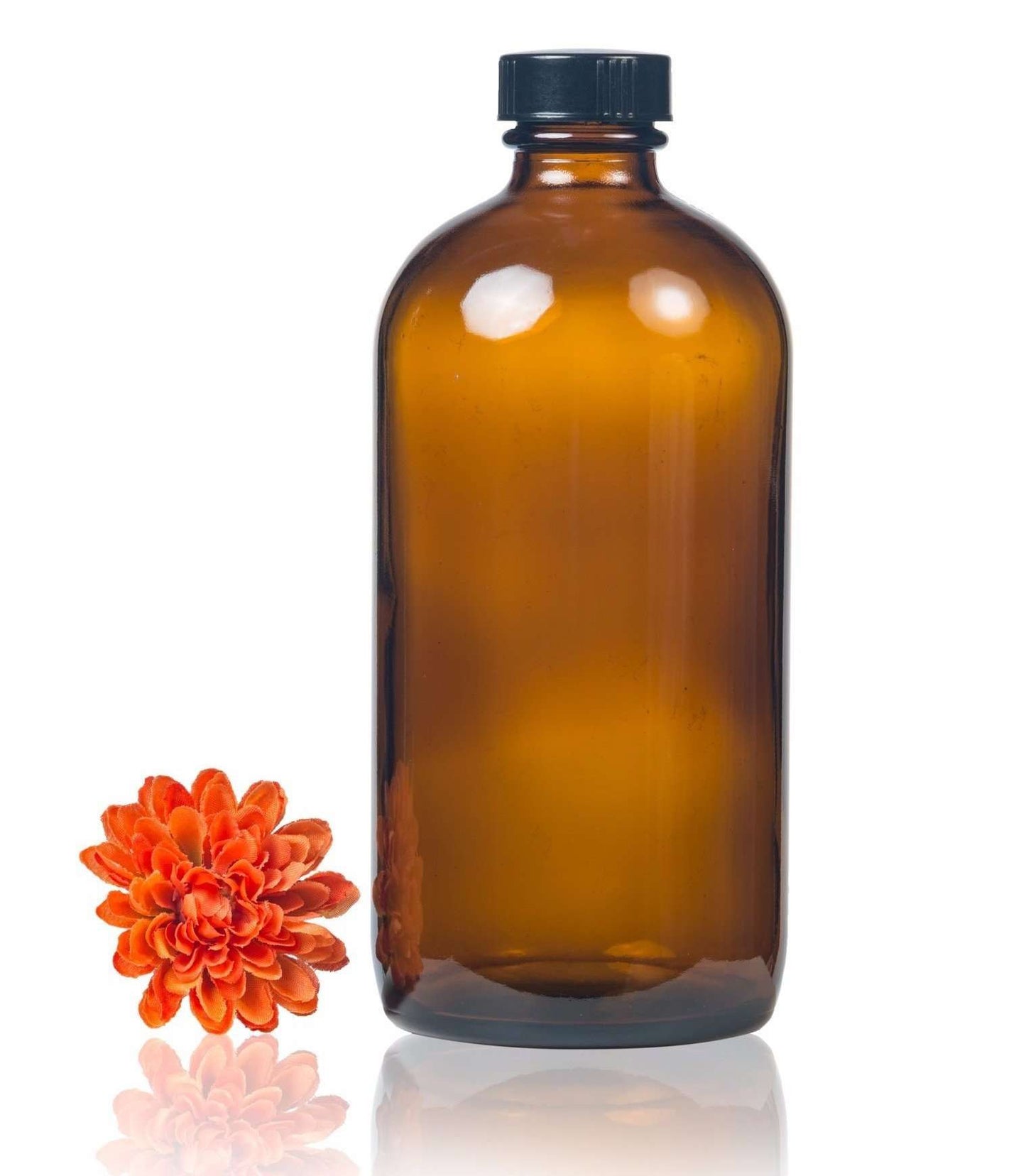 16 oz Amber Glass Bottle w/ Storage Cap